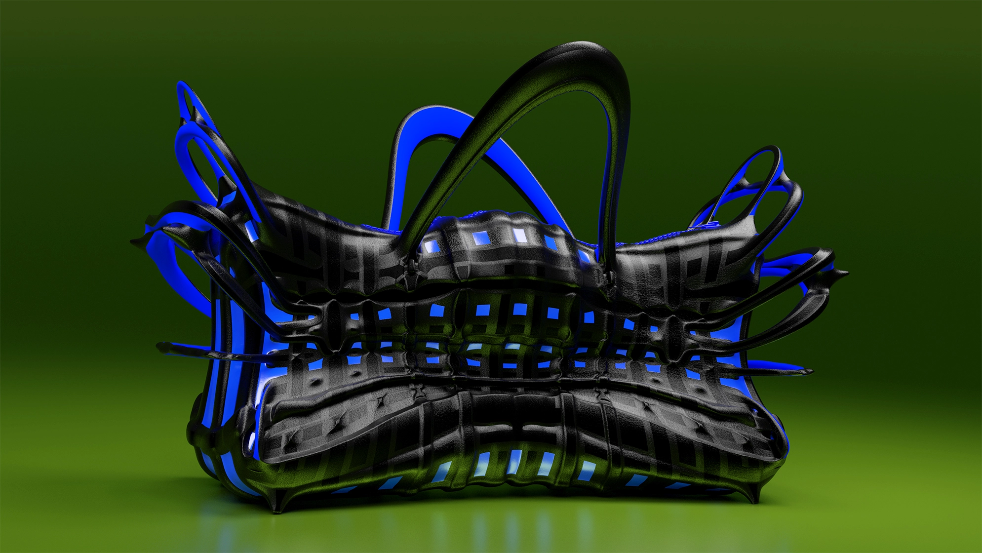 3d black bag top green background