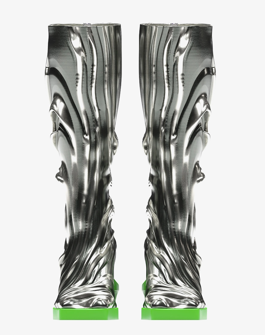 3d silver boots front