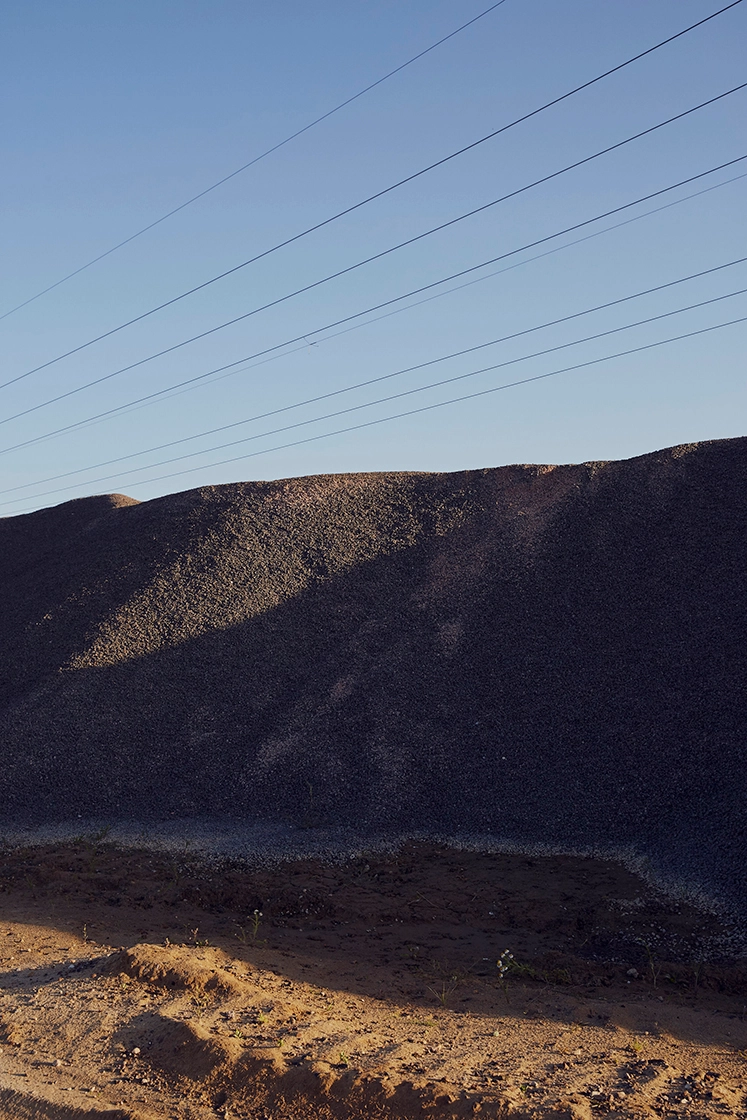 stone dune with wires